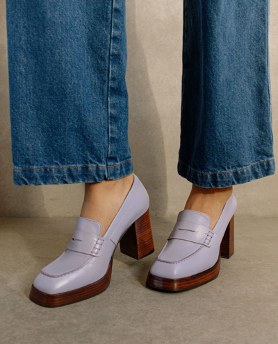 Alohas Busy - Purple Leather Loafers In Pink