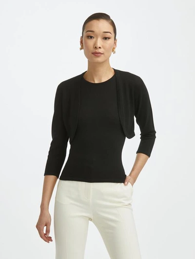 Oscar De La Renta Cashmere Silk Bolero In Black