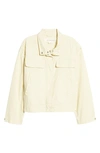 Treasure & Bond Stand Collar Cotton Twill Jacket In Ivory Dove
