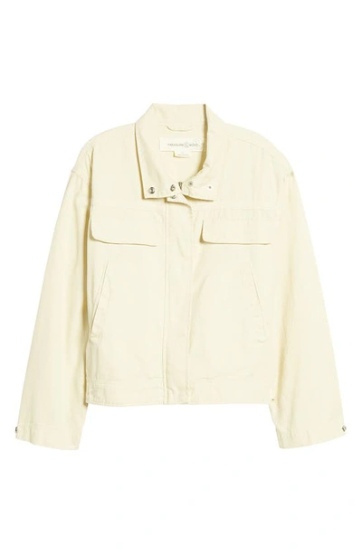 Treasure & Bond Stand Collar Cotton Twill Jacket In Ivory Dove