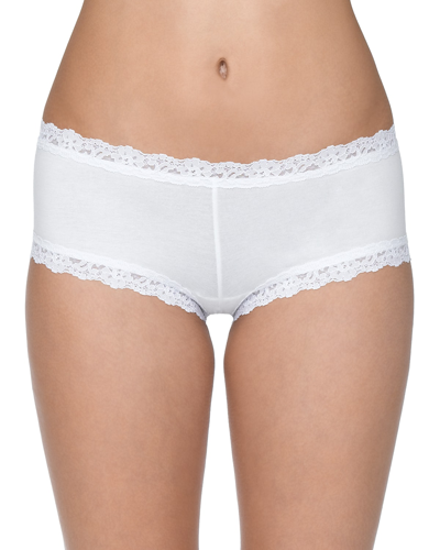 Hanky Panky Organic Cotton Low-rise Lace-trim Boyshort 891281 In White