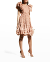 Zimmermann Dancer Frilled Mini Babydoll Dress In Blush