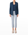 AKRIS PUNTO CORD TWIST DOUBLE-BREASTED DENIM TWEED BLAZER