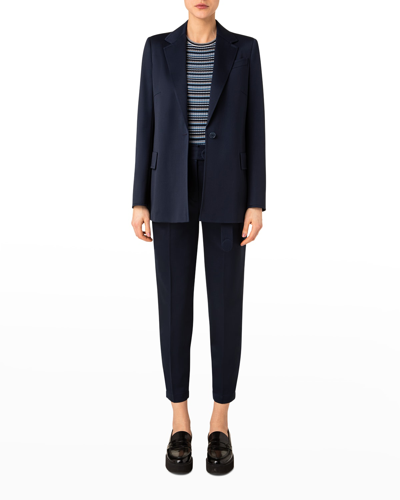 Akris Punto Single-breasted Wool Gabardine Blazer In Navy