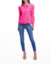 L Agence Jenica Lace Long-puffed Sleeve Blouse In Ros