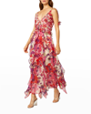 Misa Diana Floral Georgette Maxi Dress In Coming-up Roses M