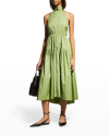 Vince Draped-neck Midi Halter Dress In Pistachio