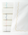 Matouk Standard Scallops Embroidered Sham In White/lagoon