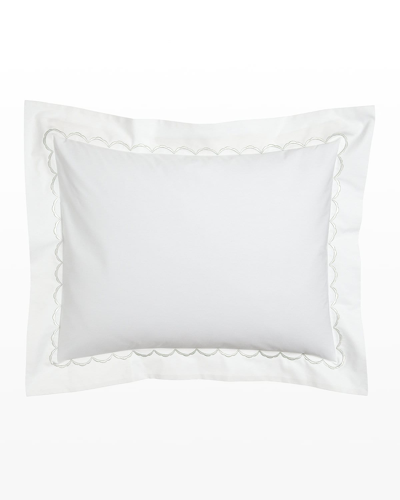 Matouk King Scallops Embroidered Sham In Silver