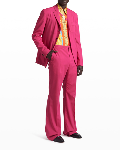Versace Men's Eco Flared Suit Trousers In Cerise | ModeSens