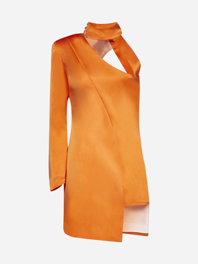 Nineminutes The Amanda Satin Mini Dress In Orange