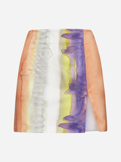 Nineminutes The Candy Print Satin Miniskirt In Tie Dye