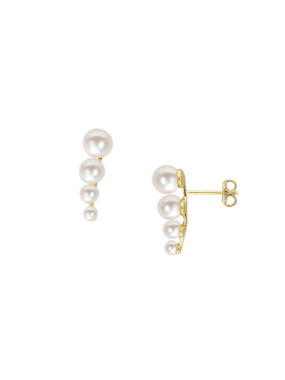 Sonatina Women's Goldtone-plated Sterling Silver & 3-6.5mm Round Cultured Freshwater Pearl Stud Earrings
