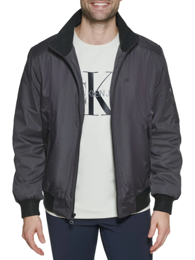 Calvin Klein Men's Midweight Stand Collar Jacket In Iron