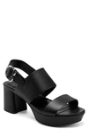 Aerosoles Caryn Platform Slingback Sandal In Black Leather/black