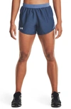 Under Armour Fly By 2.0 Woven Running Shorts In \mineral Blue / Reflective