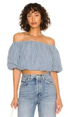 Nation Ltd Sonali Bubble Hem Top In Blue