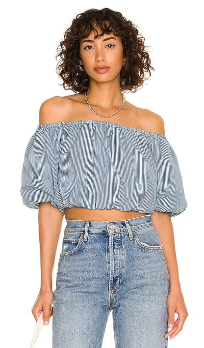 Nation Ltd Sonali Bubble Hem Top In Blue