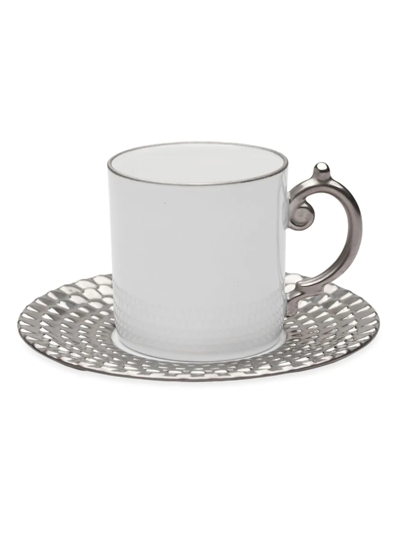 L'objet Aegean Espresso Cup & Saucer Set In Platinum