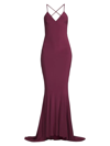 Norma Kamali Crisscross Scoopback Gown In Plum