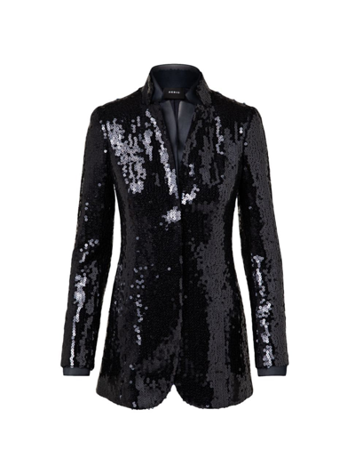 Akris Sequin-embellished Jacket With Organza Underlayer In Navy