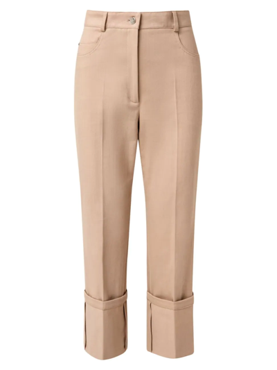 Akris Floyd Cropped Cotton-blend Twill Tapered Pants In Beige