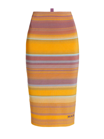 Marc Jacobs The Tube Striped Midi Skirt In Purple Multi