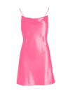 Alice And Olivia Harmony Satin Cowl Neck Mini Slip Dress In French Rose