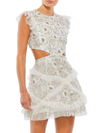 Mac Duggal Embroidered Cut-out Minidress In Ivory