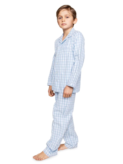 Petite Plume Kids' Gingham Two-piece Pajamas In Blue