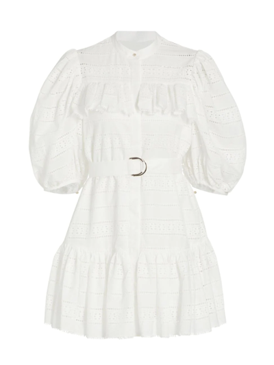 Acler Granville Eyelet-embroidered Minidress In White