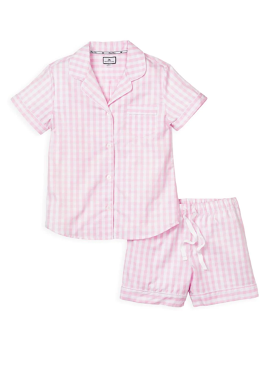 Petite Plume Gingham Pajama Shorts Set In Pink