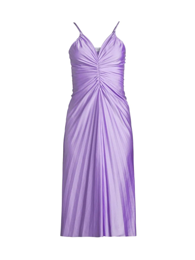 Delfi Marilyn Pleated V-neck Dress In Lavender