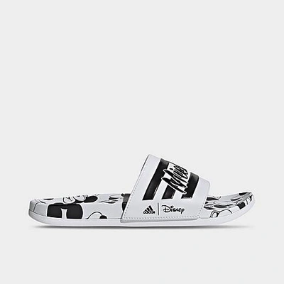 Adidas Originals Adidas Men's Adilette Comfort Mickey Mouse Slide Sandals In White/black/black