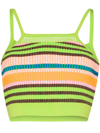 Agr Cropped Striped Tank Top In Green