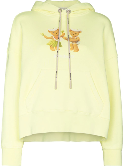 Palm Angels Dancing Bears Relaxed Cotton-jersey Hoody In Yellow,multi