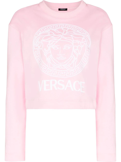 Versace Medusa Head 短款卫衣 In Light Pink