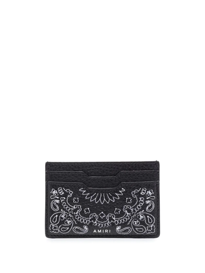 Amiri Bandana-print Leather Card Holder In Black