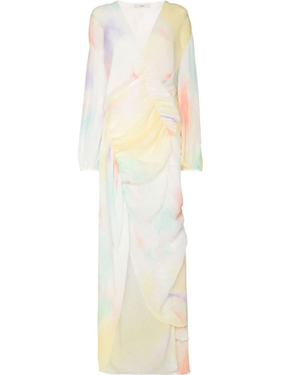 Brøgger Womens Tie Dye Print Mari Asymmetrical Recycled-polyester Maxi Dress S
