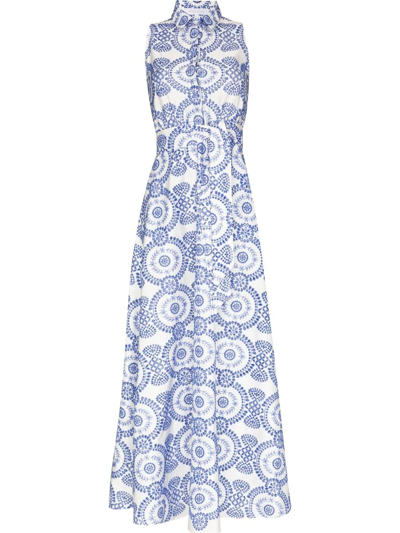 Borgo De Nor Paloma Broderie-anglaise Maxi Shirtdress In Blue