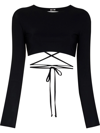 Alix Nyc Marissa Cropped Open-back Stretch-jersey Top In Black