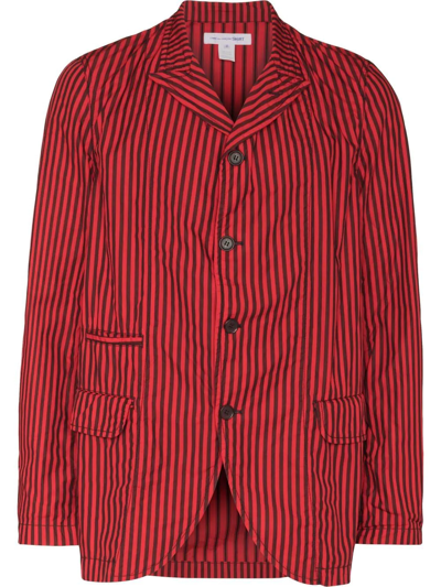 Comme Des Garçons Shirt 条纹单排扣西装夹克 In Red