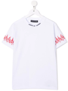 VISION OF SUPER LOGO-EMBROIDERED FLAME T-SHIRT