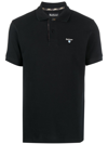 Barbour Piquet Logo Embroidered Polo Shirt In Black
