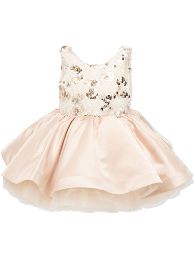 Tulleen Kids' Ashler Sequin-bodice Dress In Neutrals