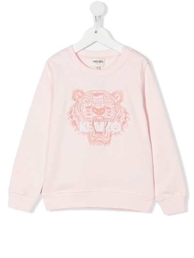 Kenzo Kids' Tiger Logo-embroidered Sweatshirt In Pink