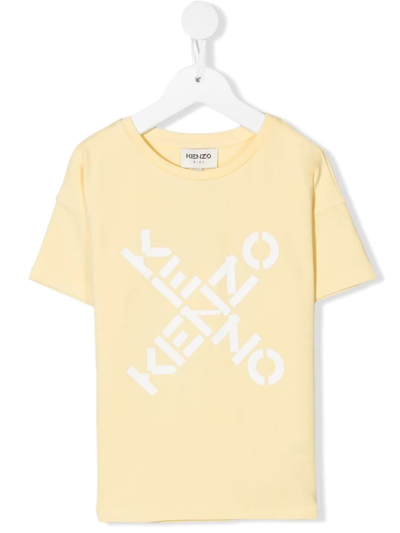 Kenzo Kids' Big X Logo-print T-shirt In Yellow