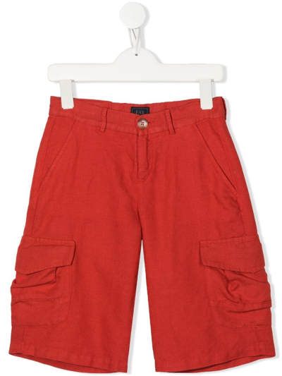 Fay Kids' Straight-leg Cargo Shrots In Red