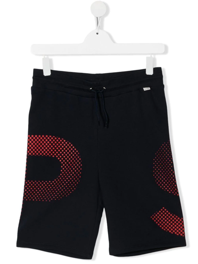 Paul Smith Junior Kids' Gradient Logo-print Track Shorts In Blue