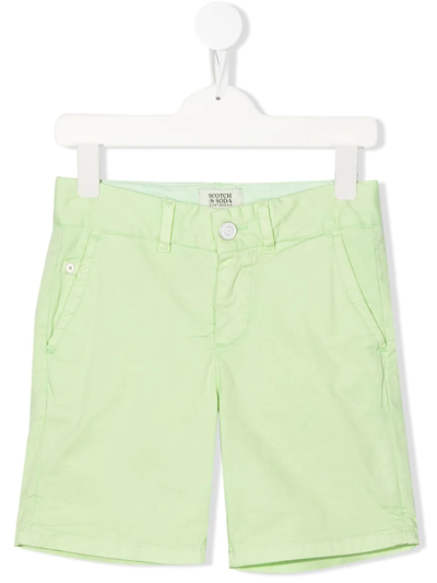 Scotch & Soda Kids' Mid-rise Bermuda Shorts In Green